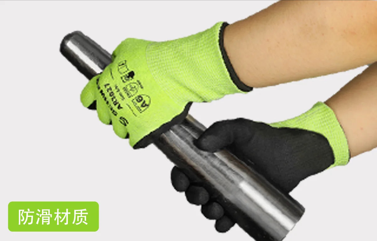 A6 Cut Resistant Gloves Steel Wire Anti-Cut Puncture Proof Anti-Slip Breathable Work Safety Gloves for Construction