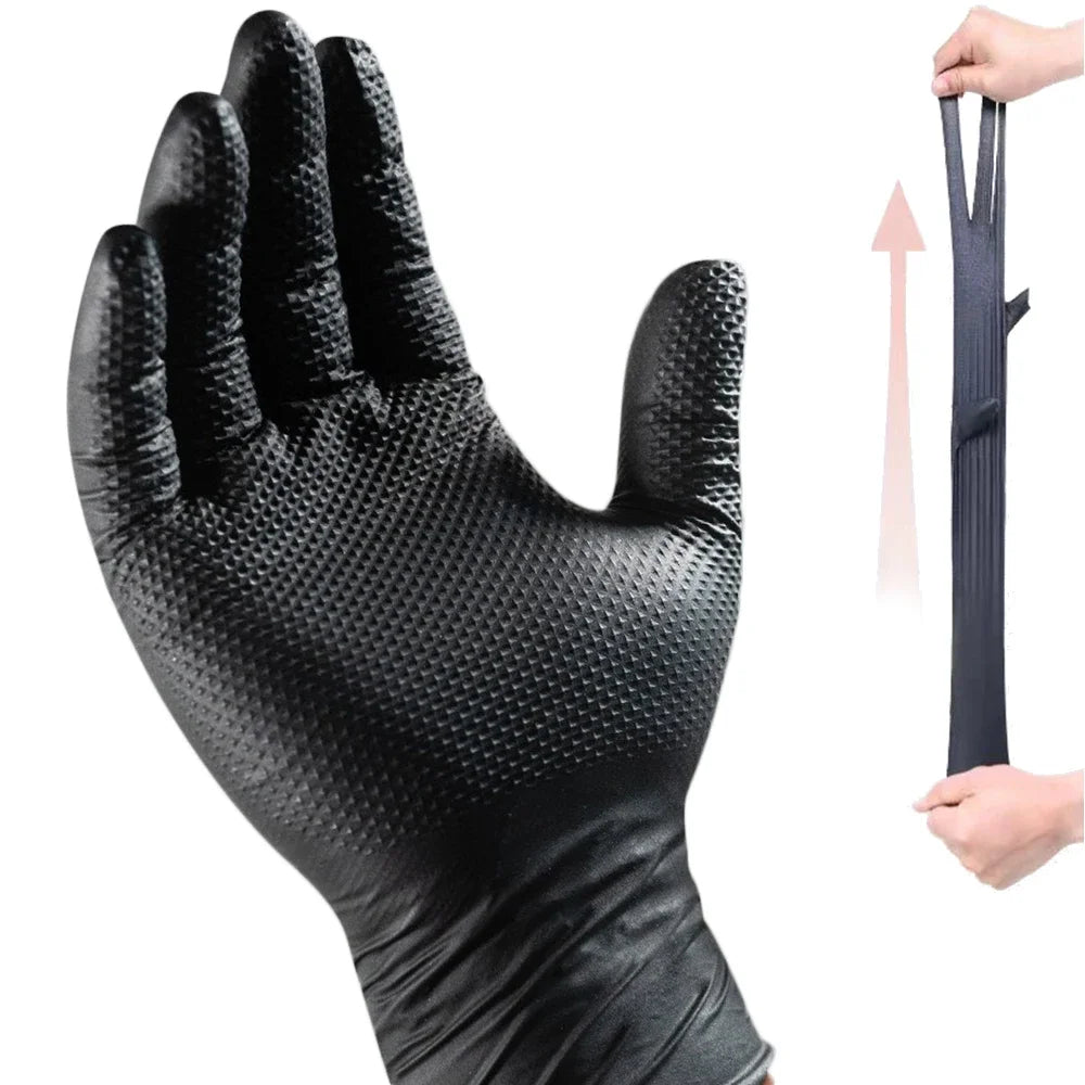 2-100PCS Heavy Duty Disposable Nitrile Gloves 8Mil Extra Thick Mechanic Glove with Textured Grip Antislip Safety Work Gloves
