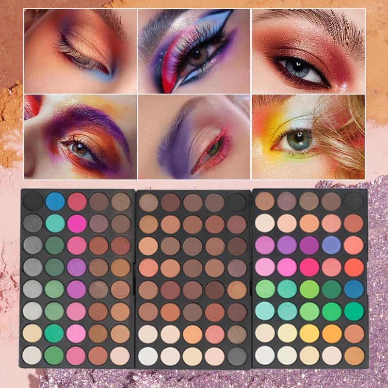 120 Color Eye Makeup,3-in-1 Eyeshadow Palette,Matte Shimmer Highly Pigmented Long Lasting Waterproof Eye Shadow for Festival
