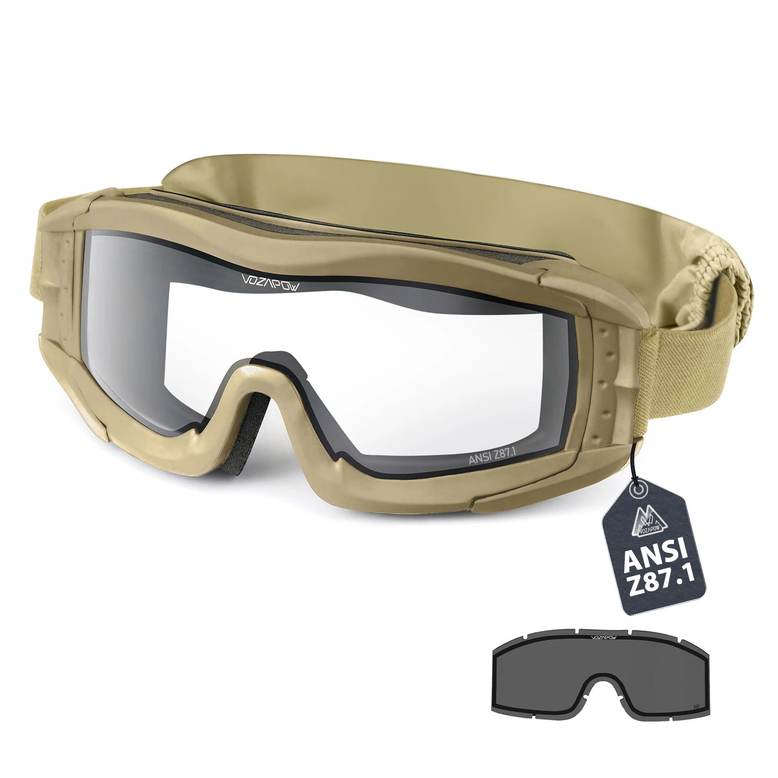 Vozapow Professional Shooting Glasses Anti Fog Impact Resistant Safety Sunglasses UV400 Mountaineering Airsoft Tactical Goggles