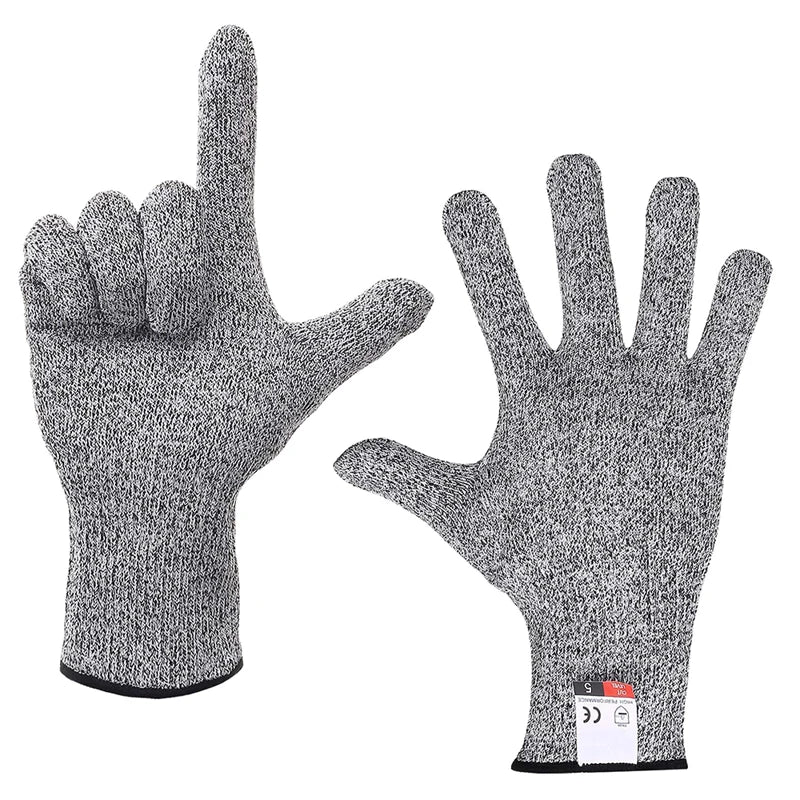 1 Pair Anti Cut Gloves High Performance Level 5 Protection HPPE Golves Knife Cut Resistant Protection Kitchen Home Garden Gloves