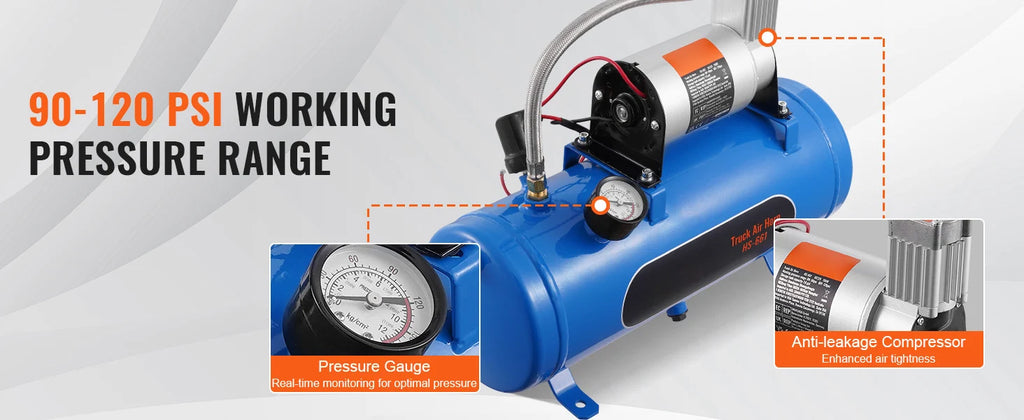 SucceBuy 12V Air Compressor with Tank 3/6L Train Horn Air Compressor 120psi Air Compressor System for Train Horn/Inflating Tire
