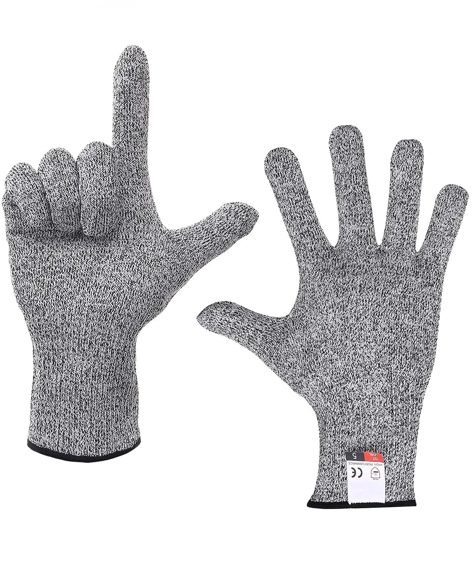1 Pair Anti Cut Gloves High Performance Level 5 Protection HPPE Golves Knife Cut Resistant Protection Kitchen Home Garden Gloves
