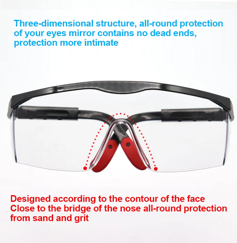 Safety Glasses Dustproof EN166 Ansi Z87 Prescription Goggles Fashion Eyewear Anti Fog Clear Spectacles Rubber Leg Eye Protection