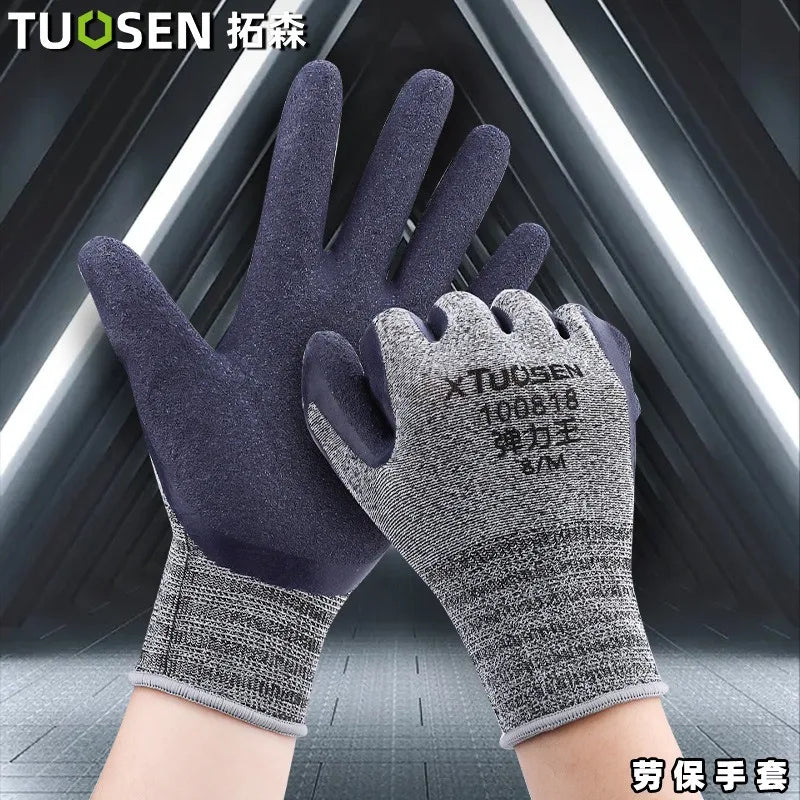Heavy Duty Work Gloves, High Wear-Resistant Rubber Palm with Anti-Slip Grip, Thermal Fleece Lined for Cold Weather Jobs