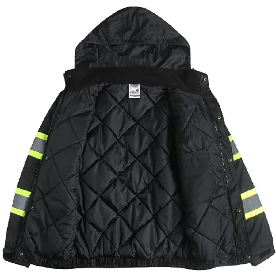 Hi-Vis Winter Safety Bomber Jacket for men and women Winter Safety Jacket Durable and Waterproof Construction Work Jacket for W