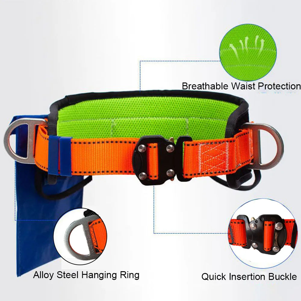 Single Waist Work Safety Belt High-altitude Work Harness Outdoor Rock Climbing Electrician Construction Protective Safety Rope