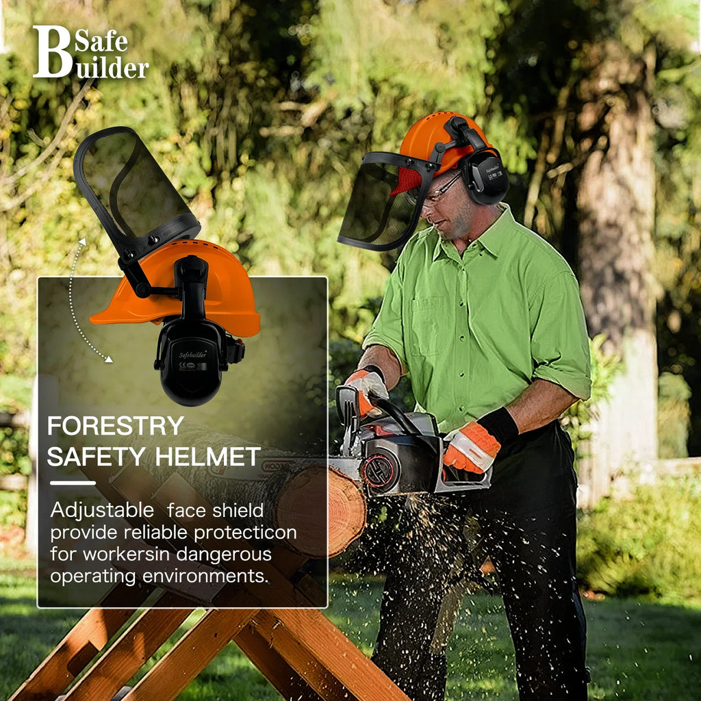 3 in 1 Industrial Forestry Safety Helmet Earmuffs Chainsaw Arborist Logging Hard Hat Goggles CE Construction Working Hard Cap