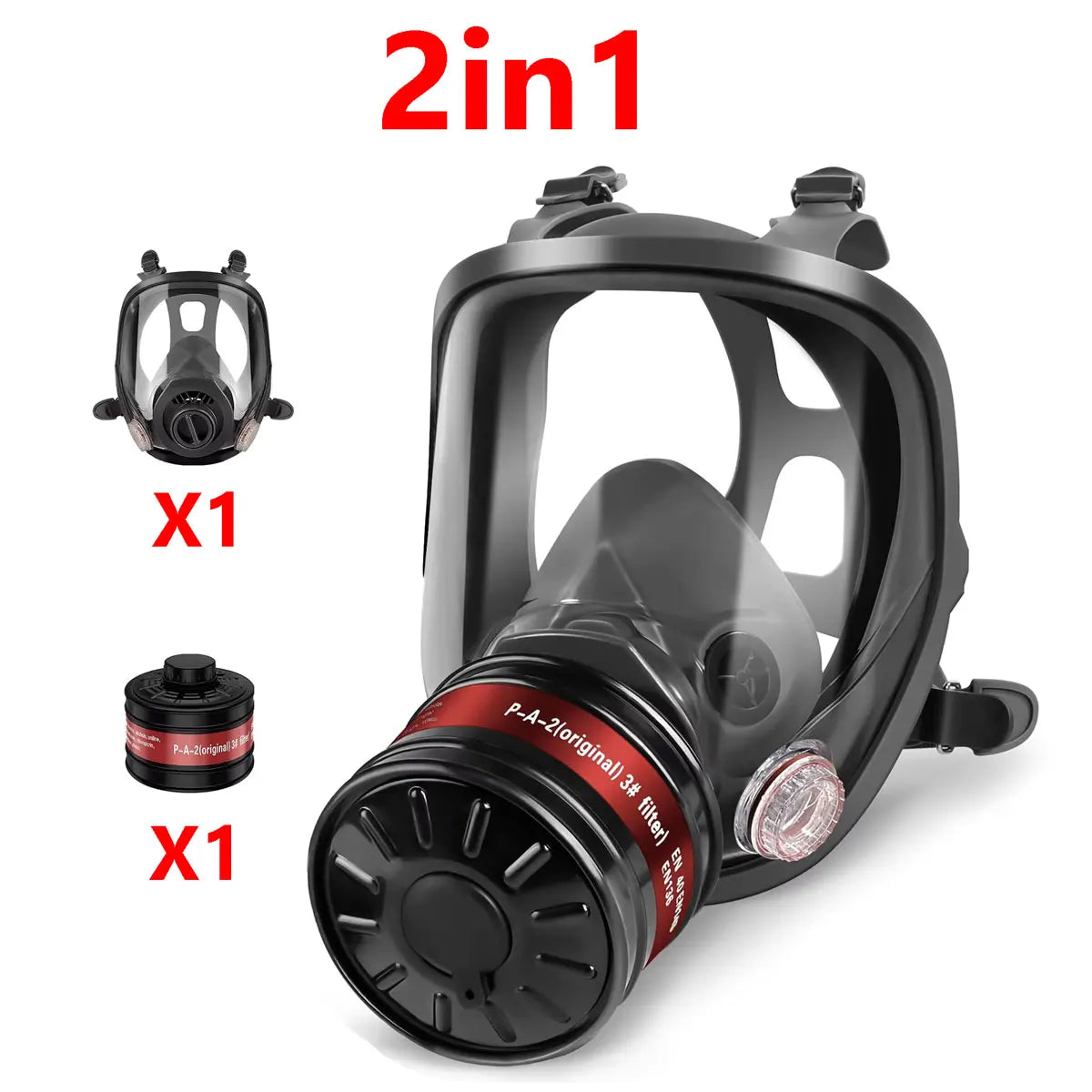 Gas Mask Survival Nuclear and Chemicals Gas Mask with 40mm Activated Carbon Filter and 60926 Filter Full Face Respirator Mask