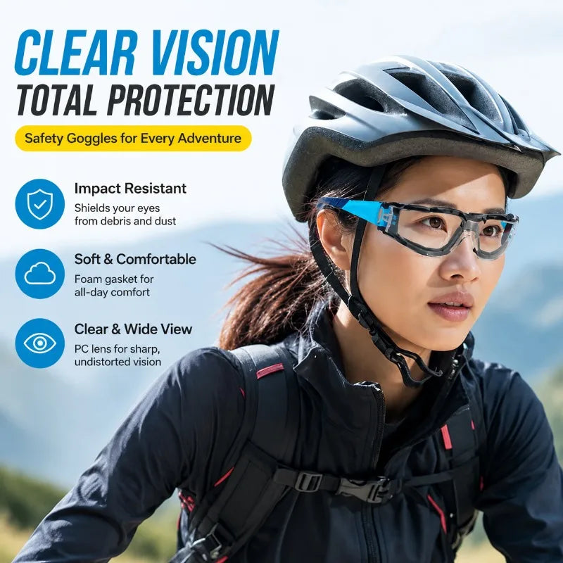 Sponge Sealed Safety Goggles Fashion Clear Plain Lens Protective Glasses Industrial Labor Anti-dust Eyewear Transparent Shield