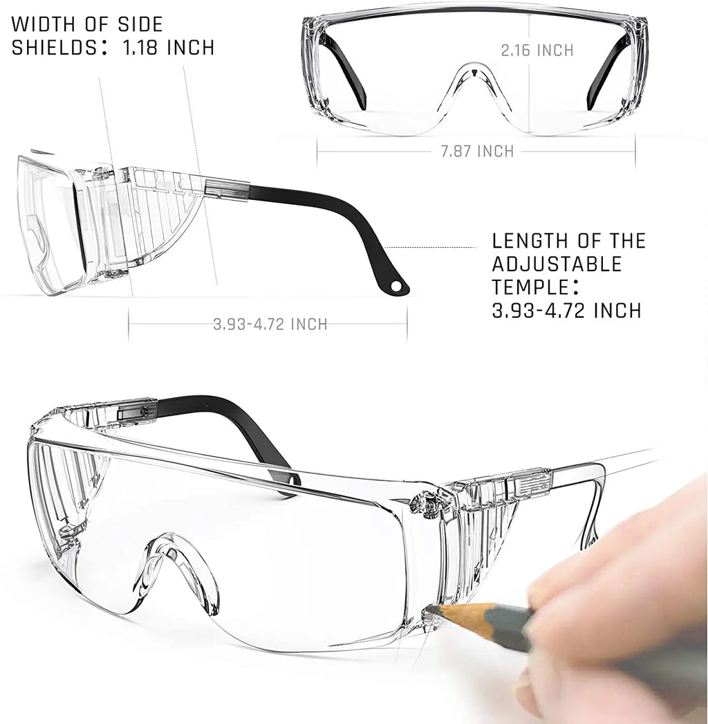 Clear Safety Glasses, Splash Proof Goggles with Anti Fog, Lab Protective Goggles, Lightweight Protective Eyewear Over Glasses Im