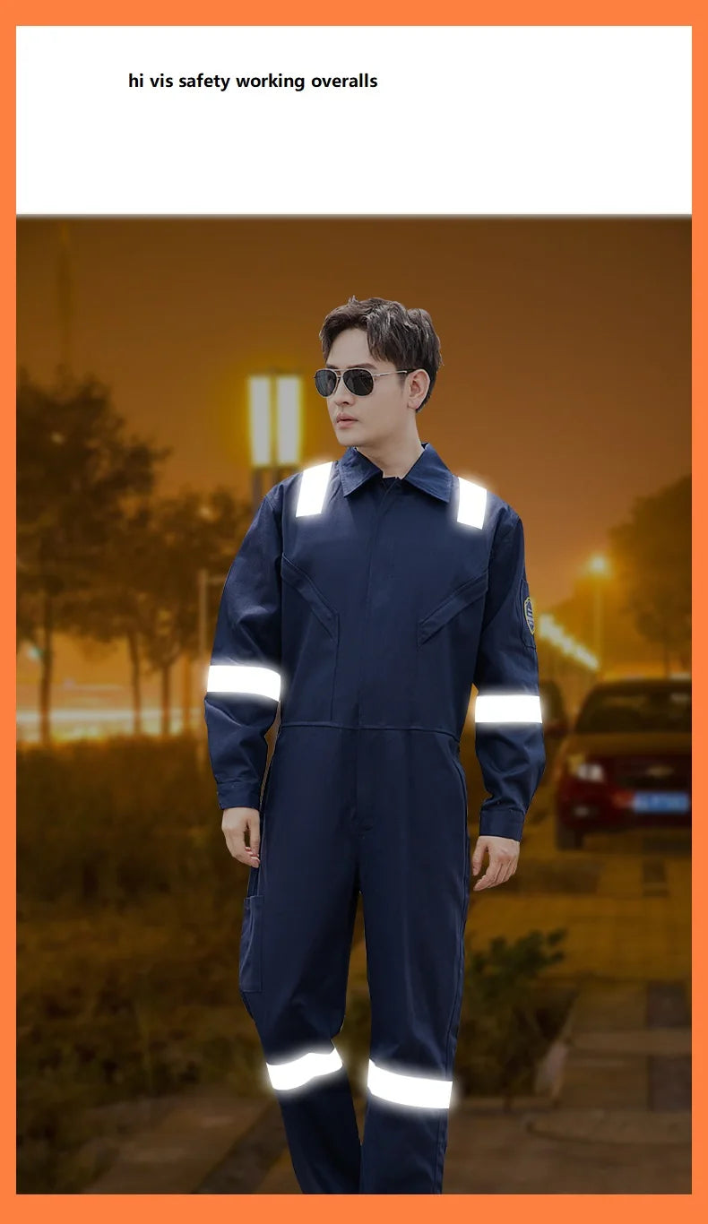 High Temperature Resistant Uniform Anti-static Flame Resistant Coveralls Hi Vis Safe Clothing Cotton Work Overall Welding Suit