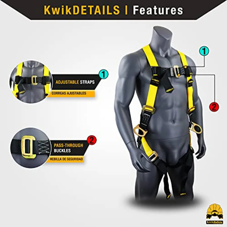 Fall Protection Safety Harness - Construction Roofing Fall Arrest Safety Harnesses - ANSI OSHA Compliant