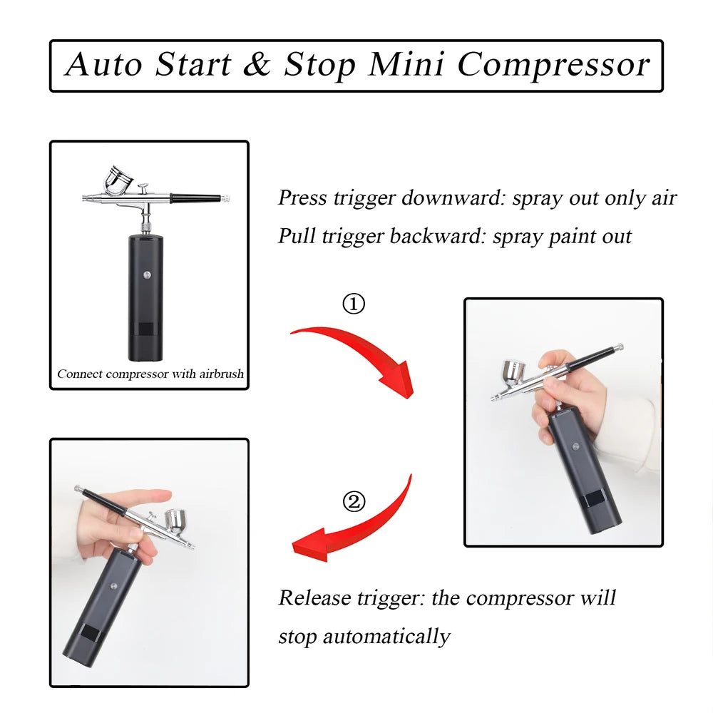Rechargeable Wireless Cake Decoration Powerful Tools Mini Air Brush Painting Decorating Airbrush Tan Master Compressor Kits