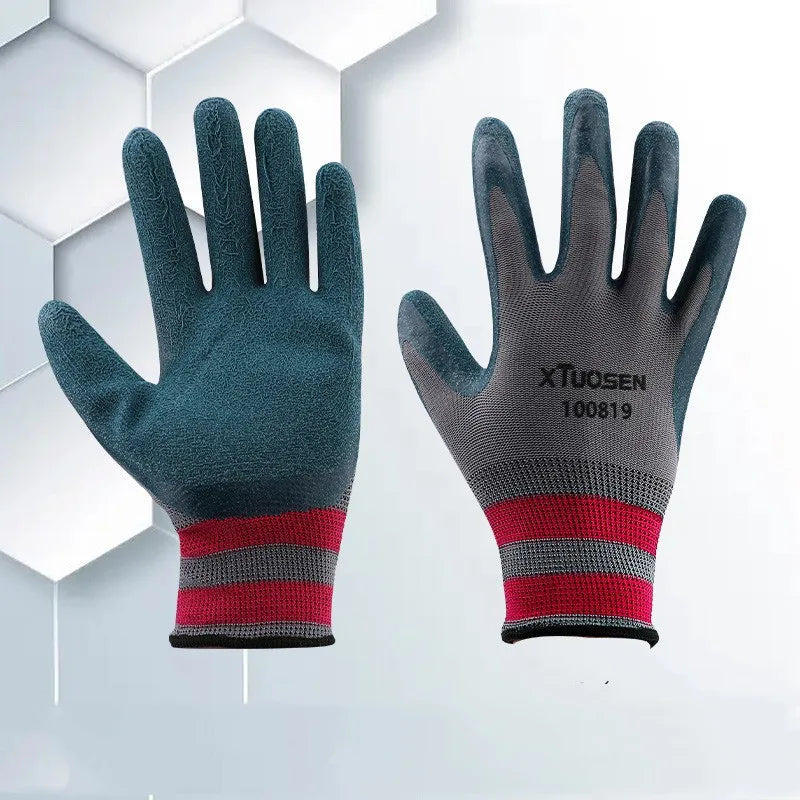 Heavy Duty Work Gloves, High Wear-Resistant Rubber Palm with Anti-Slip Grip, Thermal Fleece Lined for Cold Weather Jobs