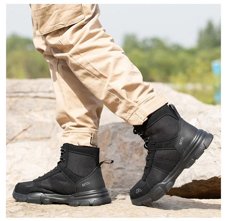 Men Industrial Steel-Toe Work Shoes- Breathable Anti-Smash Protection