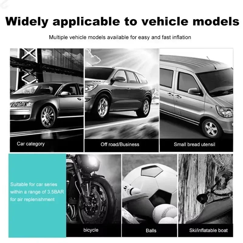 12V 150PSI Car Bicycle Motorcycle Electric Tire Inflator Air Pump Air Compressor Dual Cylinder Inflatable Tools With LED Light
