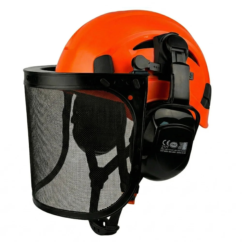 CE ANSI 3 in 1 Forestry Safety Helmet with Face Shield Earmuffs ABS Hard Hat for Logging Chainsaw Brushcutter Trimmer Work Cap