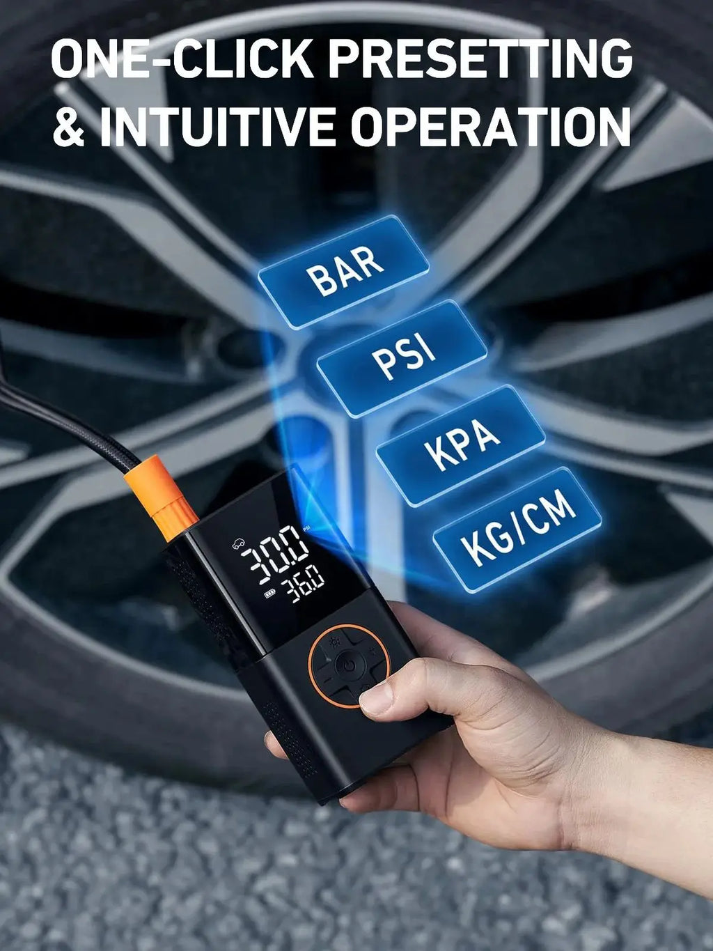 Portable 8000mAh Cordless Tire Inflator-150PSI Fast Air Compressor for car, Motorcycle, Bike and Sports /balls