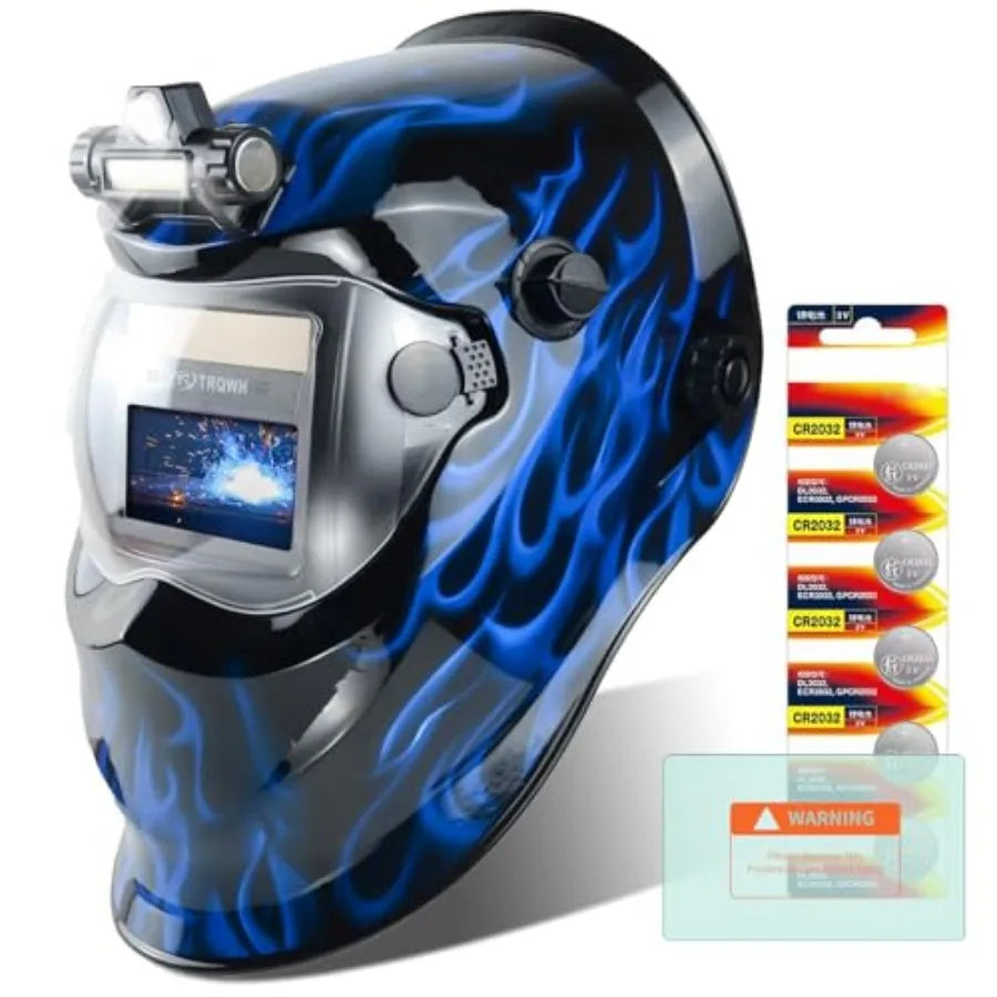 Auto Darkening Welding Helmet with Light Solar Powe True Color Welding Hood 2 Arc Sensor Wide Shade 9-13 Welding Mask with Extr