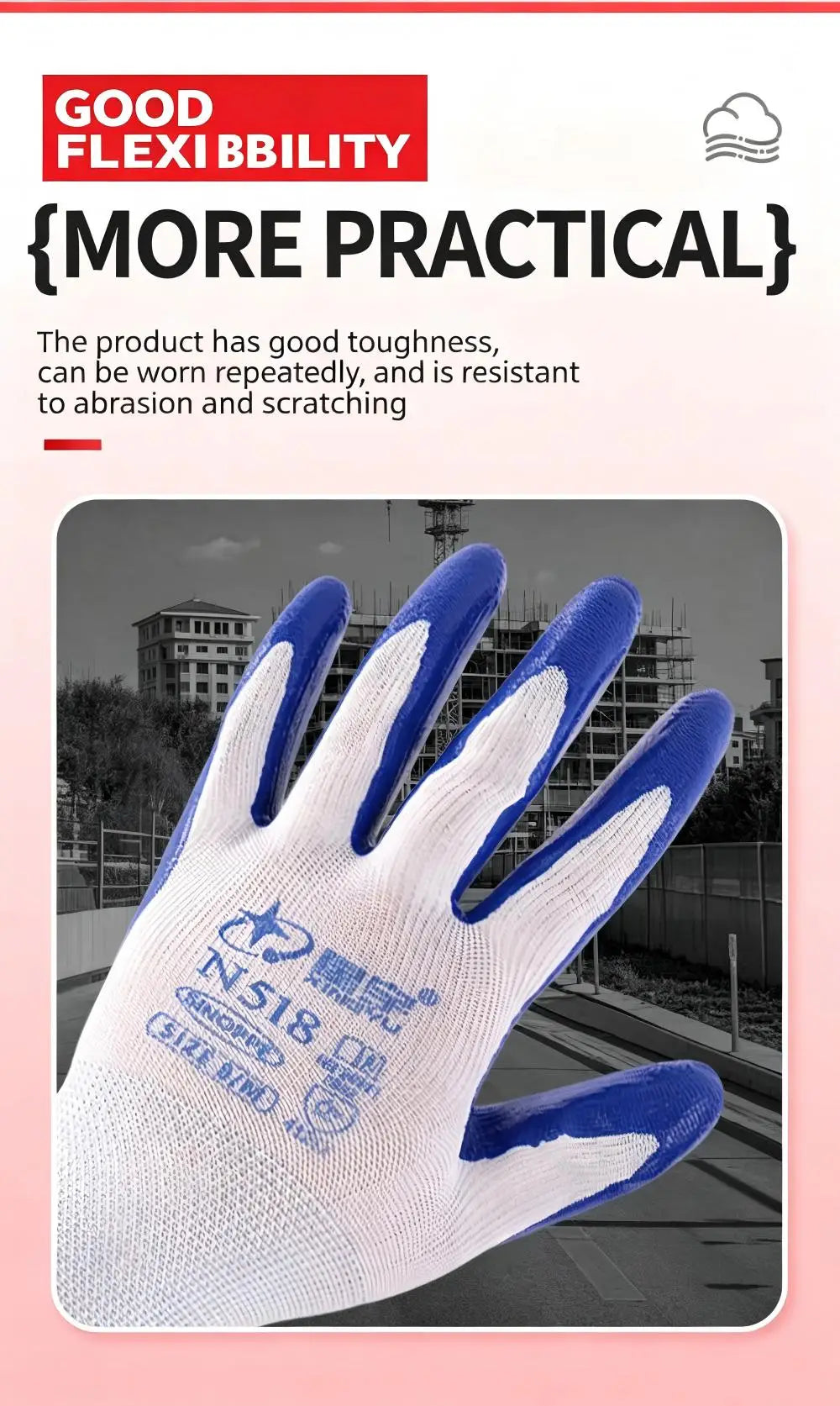 12 Pairs HighQuality Waterproof and Oil Resistant Industrial Work Gloves Gardening Gloves Stab Resistant Labor Protection Gloves