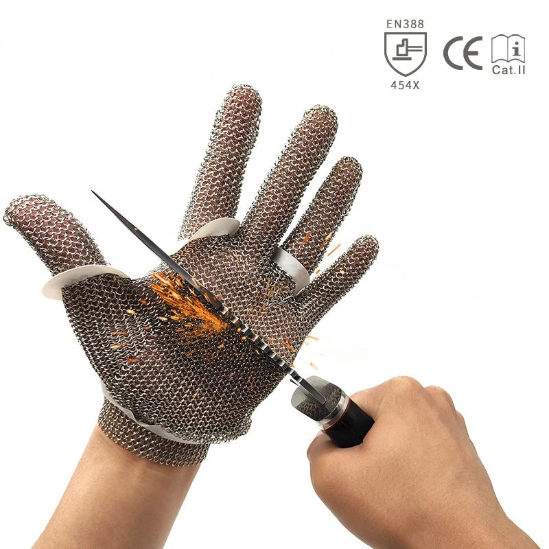 Steel Ring Gloves 316 Stainless Steel Anti Electric Saw Slaughter Machinery Anti Cutting Steel Wire Labor Protection Gloves New