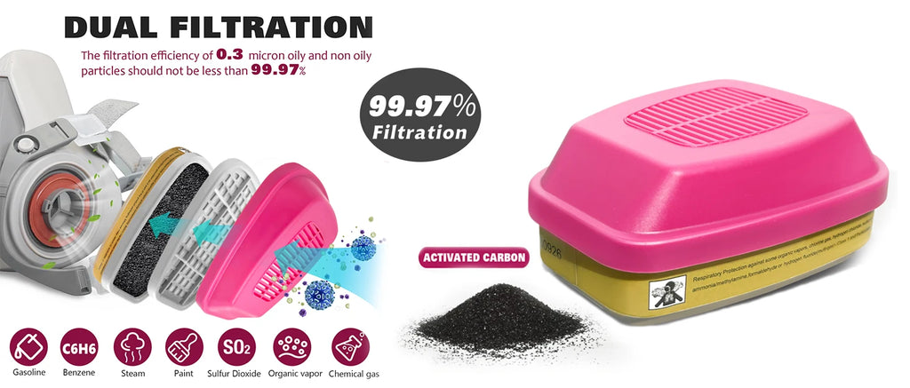6800 Full Face Respirator Gas Paint Spray Mask with 60926 Cartridge for Painting Car Spray Epoxy Resin Dust Polishing Welding