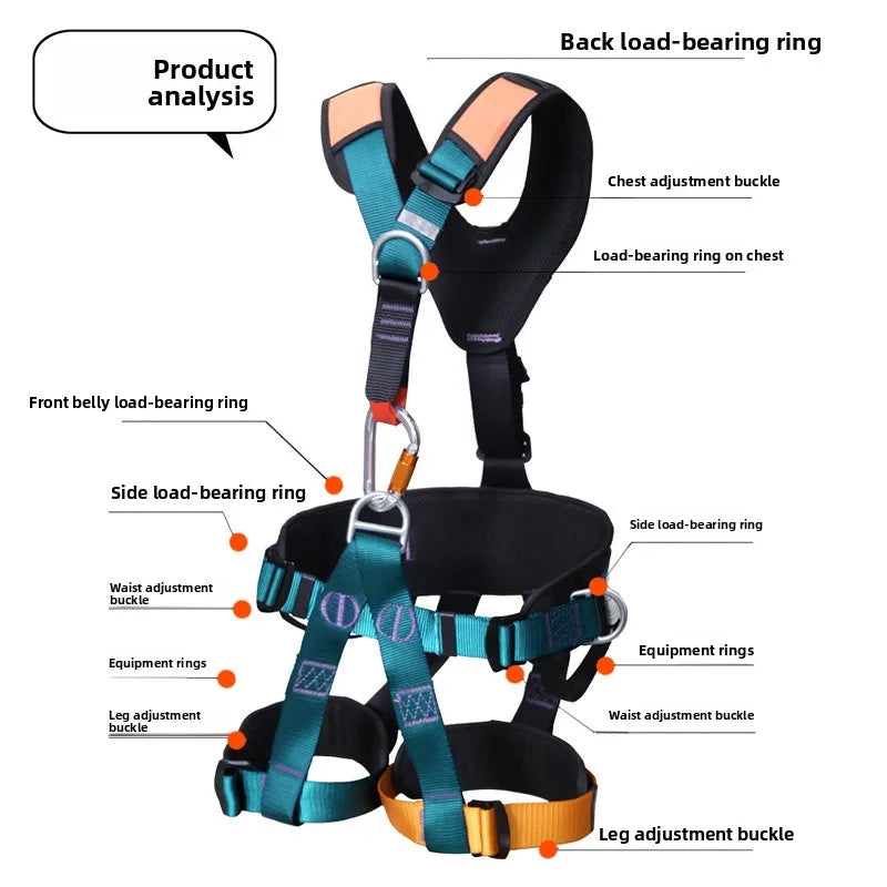 High Altitude Work Safety Harness 5-Point Full Body Safety Belt Outdoor Climbing Mountaineering Construction Rescue Equipment