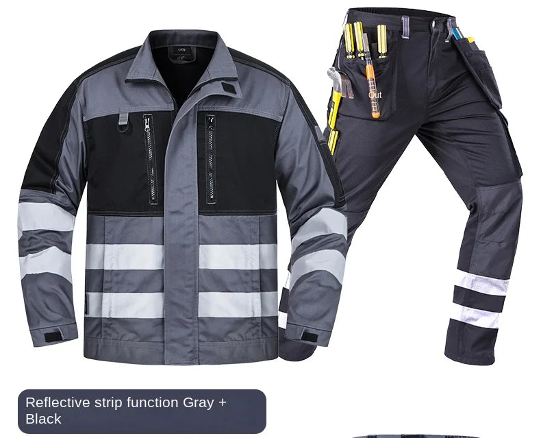 2026 New Work Clothes Men Construction Reflective Safety Coveralls Welding Suit Car Repair Workshop Mechanic Plus Size Clothes