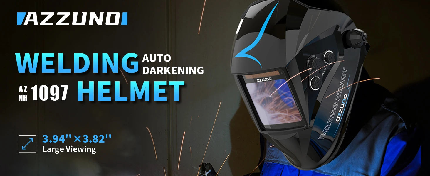 AZZUNO Welding Helmet Mask Ture Color Auto Fast Darkening Welding Helmet Super Large View 3.94‘’×3.82‘’ MIG TIG ARC CUT Welder