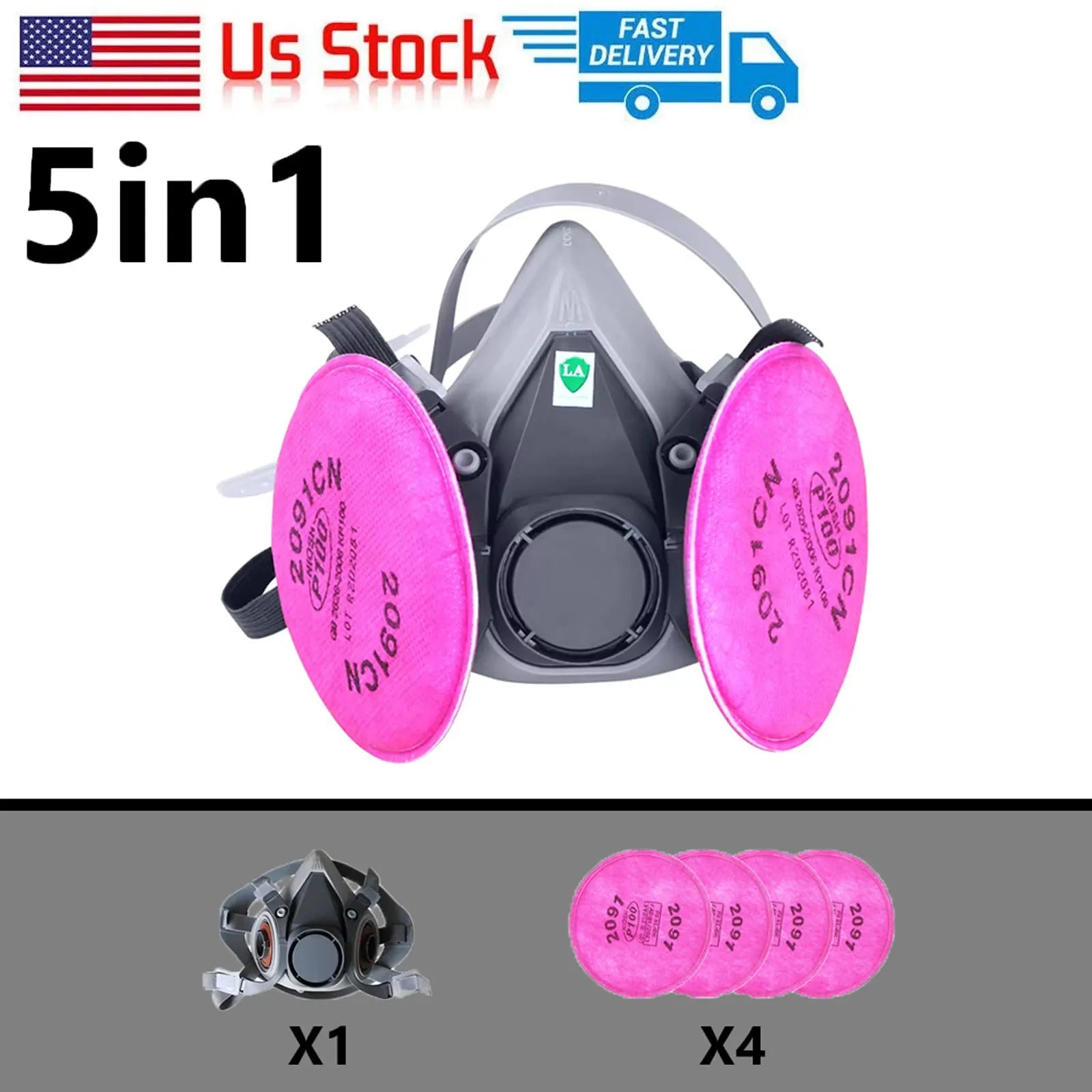 5in1 6200 Half Face Dust Gas Mask Respirator Industrial Paint Spray Chemical Organic Vapor Protective Equipment with Filters