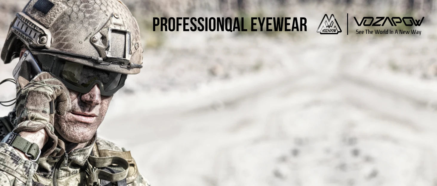 Vozapow Professional Shooting Glasses UV400 ANSI Z87.1 Safe Airsoft Tactical Goggles Anti Fog Mountaineering Fishing Sunglasses