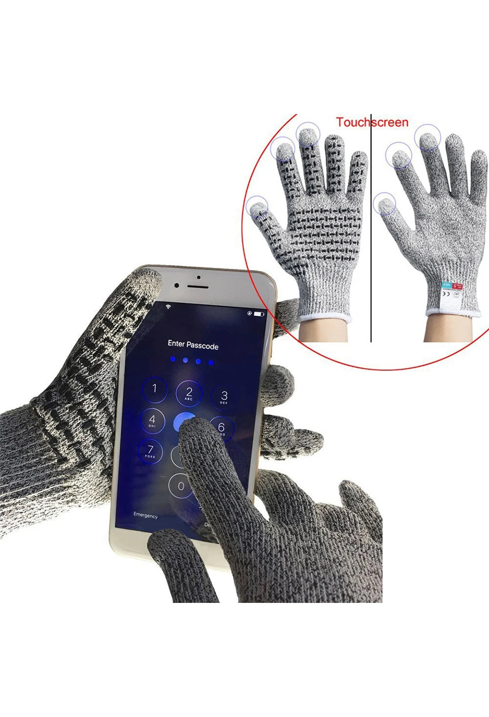 1 Pair Anti Cut Gloves High Performance Level 5 Protection HPPE Golves Knife Cut Resistant Protection Kitchen Home Garden Gloves