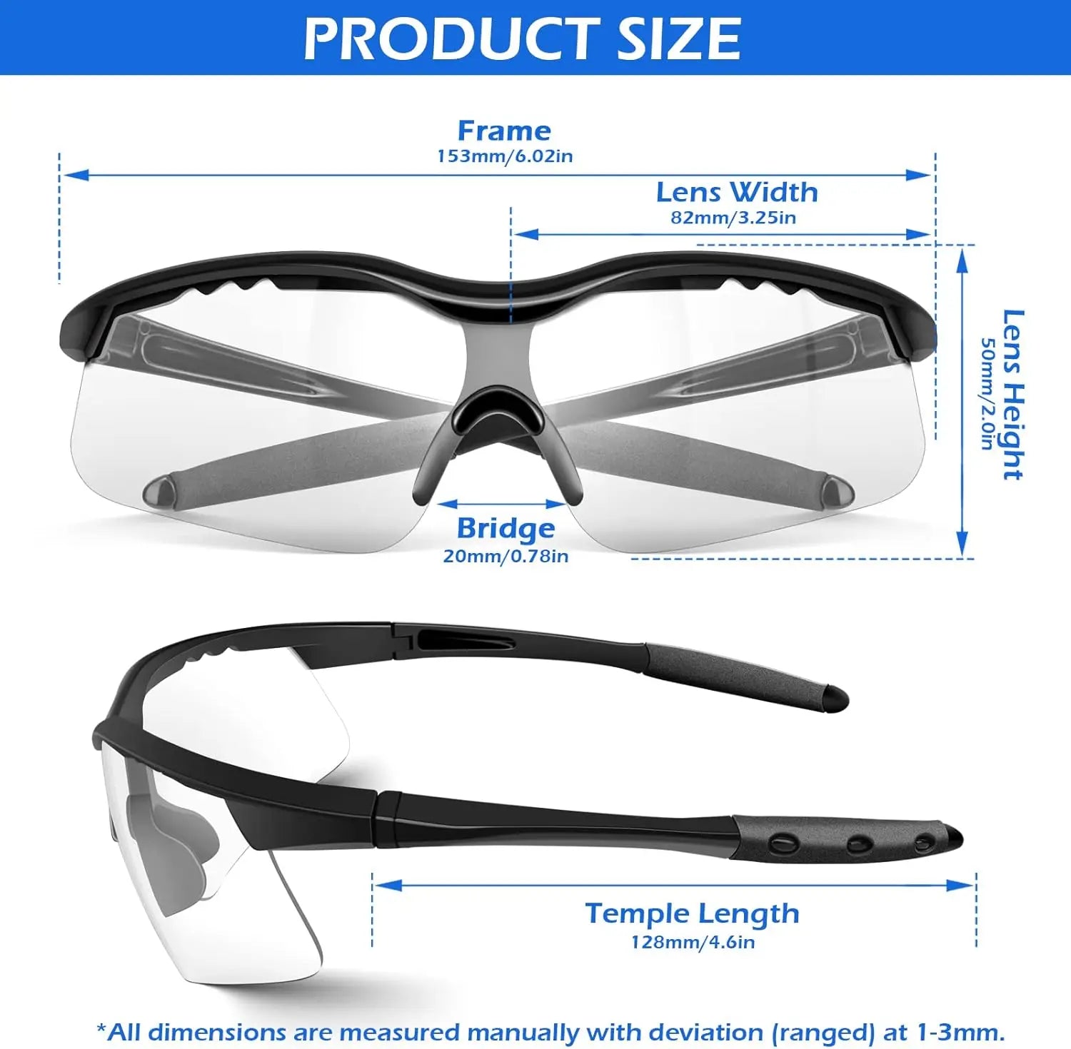 6-Pack Anti-Fog Safety Glasses, ANSI Z87+ Impact & Scratch Resistant for Work, Lab, Construction