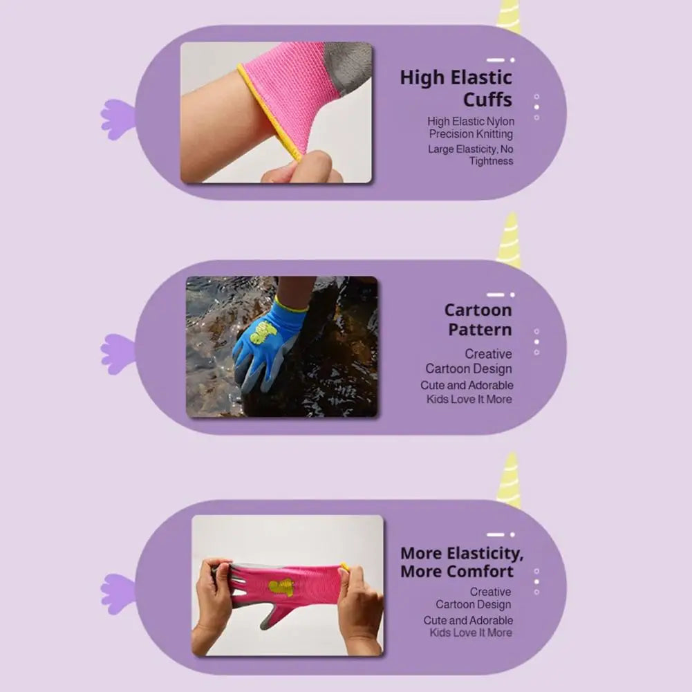 Kids Durable Waterproof Garden Work Gloves Non-Slip Children Safety Yard Work Gloves Portable Garden Supplies Gardening Gloves