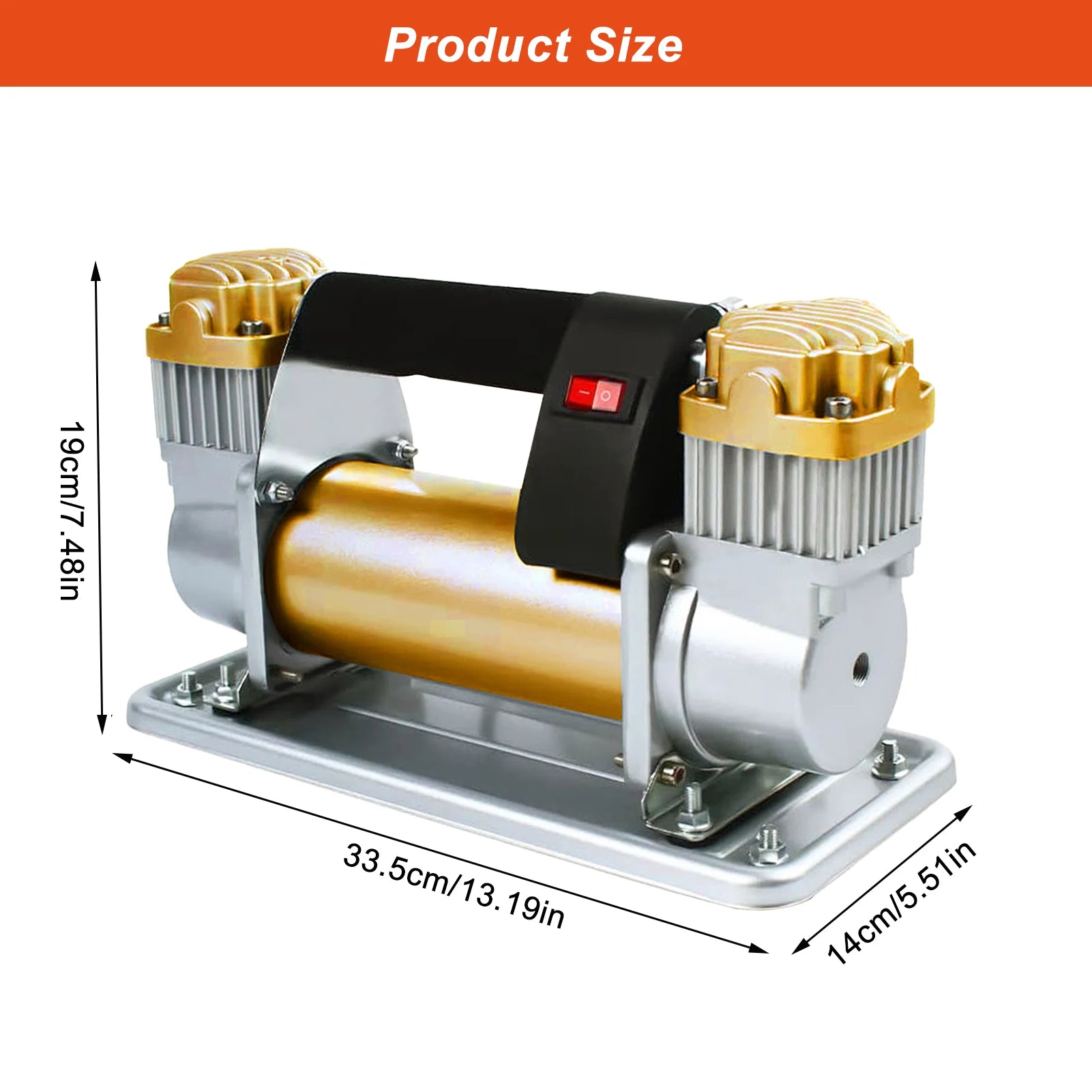 Heavy-Duty Double Cylinder 150PSI Portable Tire Inflator.