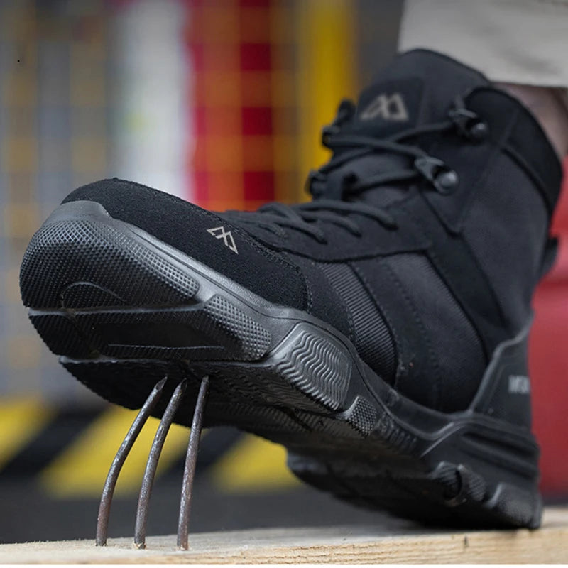 Men Industrial Steel-Toe Work Shoes- Breathable Anti-Smash Protection