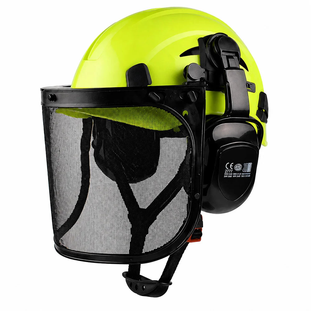 CE ANSI 3 in 1 Forestry Safety Helmet with Face Shield Earmuffs ABS Hard Hat for Logging Chainsaw Brushcutter Trimmer Work Cap