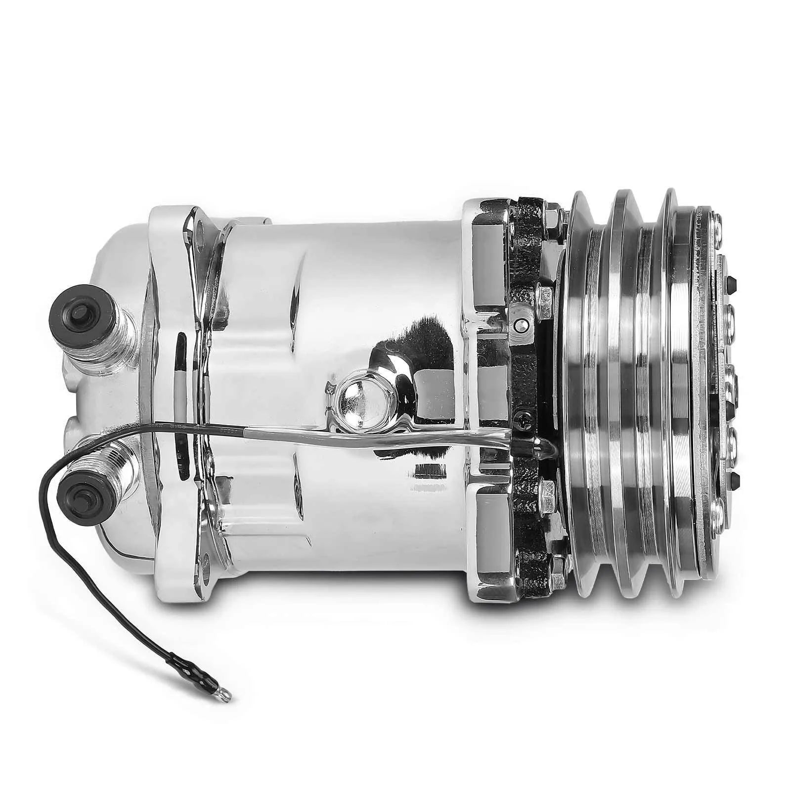 Silver AC Compressor with Silver Clutch Sanden 508 2-Groove V-Belt HC5003C