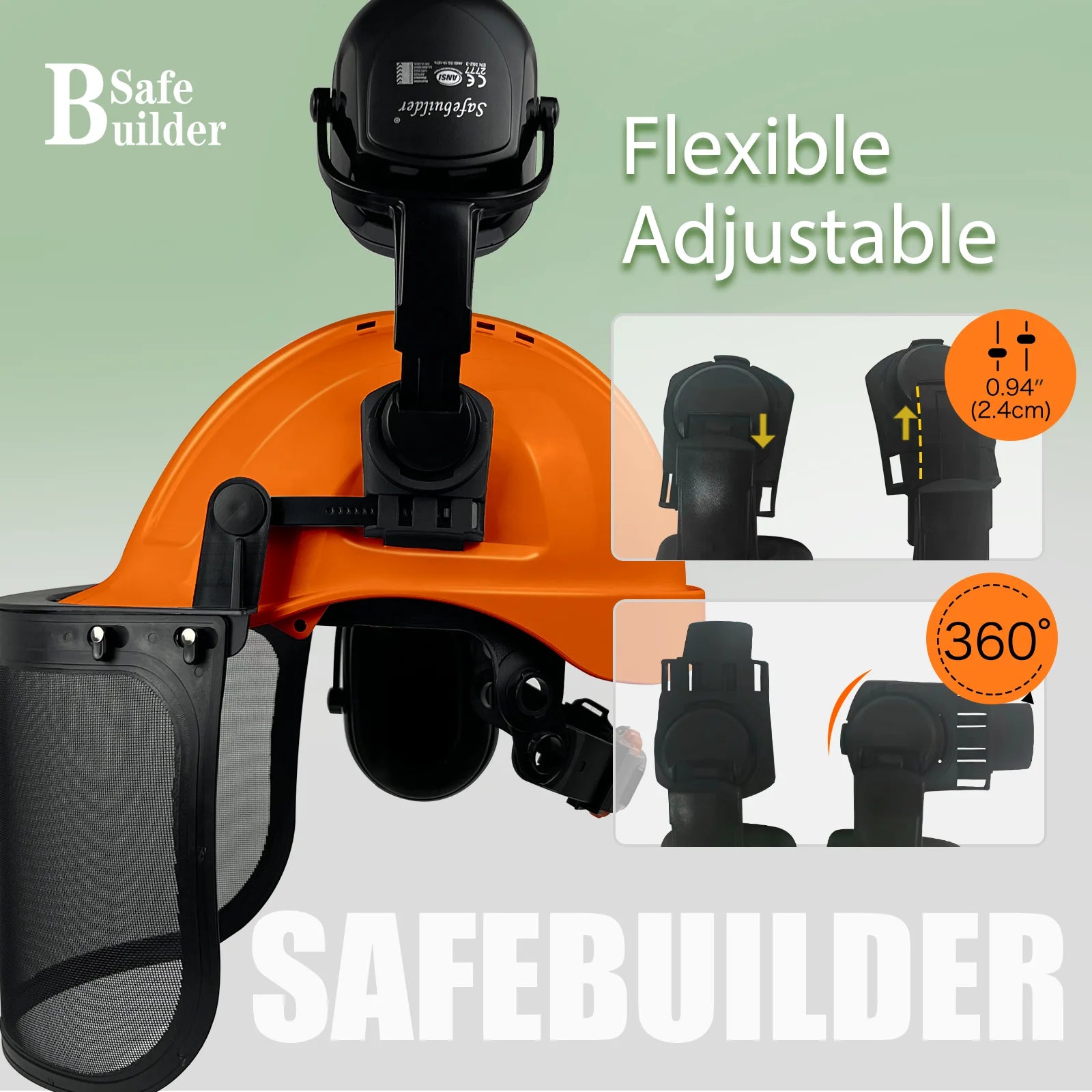 ANSI Forestry Safety Helmet 3 in 1 Chainsaw Arborist Helmet with Face Shield & Ear Muffs Hearing Protection Forestry Hard Hats