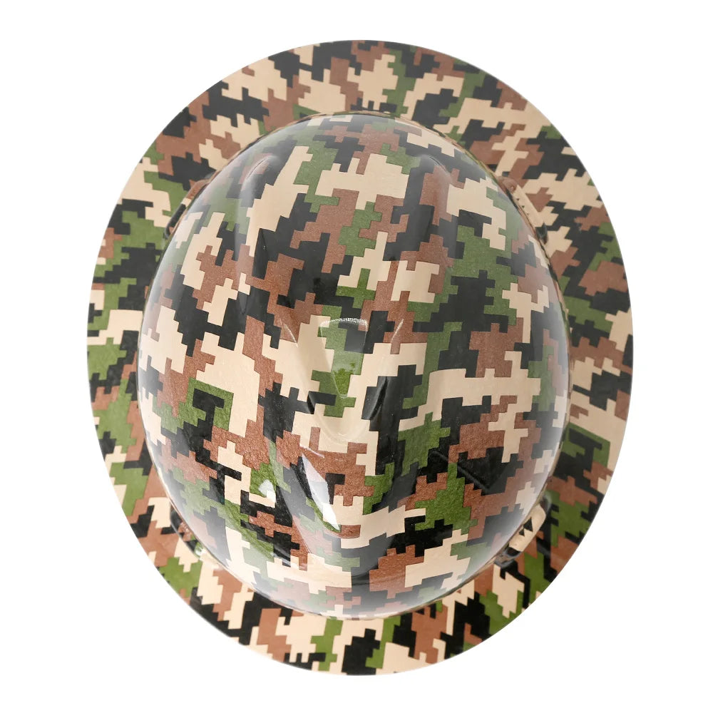 Camouflage Safety Helmet Full Brim Protective Hard Hat Outdoor Construction Sun Shade Hat High Strength Railway Metallurgy Mine