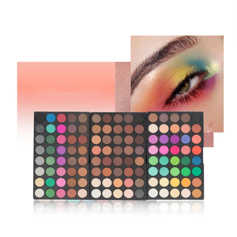 120 Color Eye Makeup,3-in-1 Eyeshadow Palette,Matte Shimmer Highly Pigmented Long Lasting Waterproof Eye Shadow for Festival