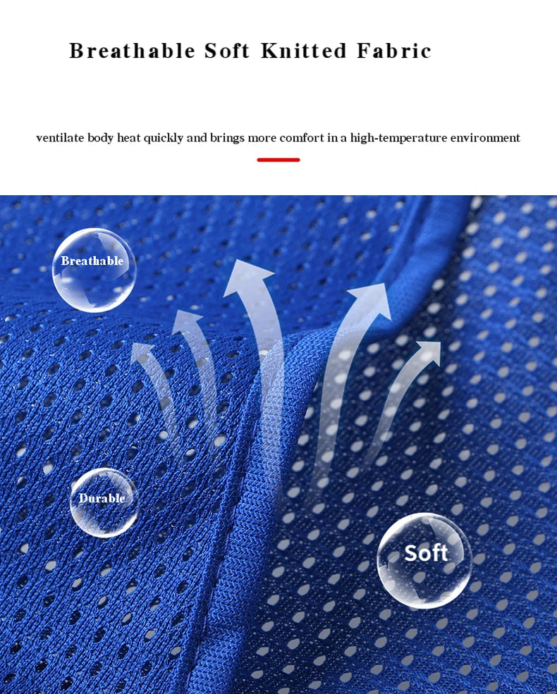 Blue Mesh Safety Vest With Pockets Breathable Summer Workwear Waistcoat for Contruction High Visibility Reflective Jacket