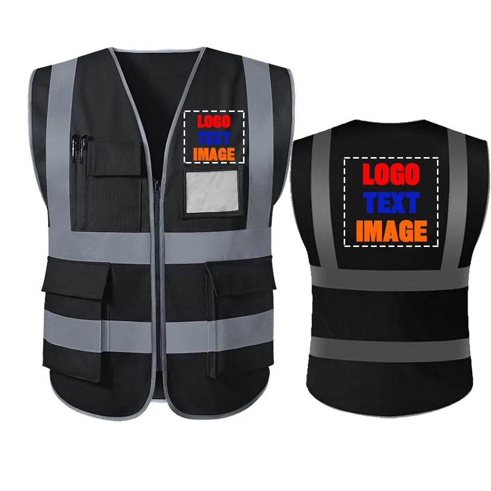 Custom Your Text Logo High Visibility Security Reflective Vest Personalized Construction Traffic Outdoor Safety Cycling Wear