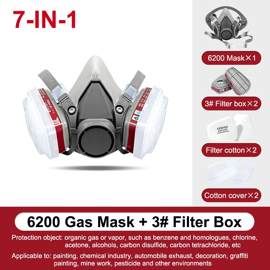 Reusable Full Face Respirator 6200 spray mask for spraying Painting Chemical Polishing Welding Woodworking Work Protection