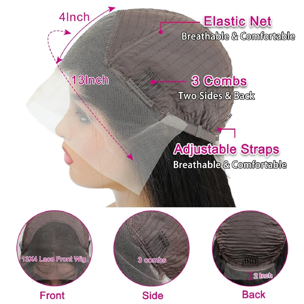 13X6 Kinky Straight Lace Front Wigs 13X4 200% Density Natural Black Yaki Lace Front Wigs For Women Synthetic Wigs Glueless