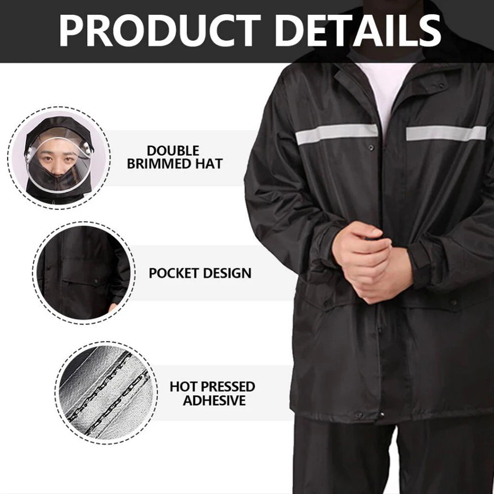 Rain Suit for Men Women Jackets Pant Gear Waterproof Motorcycle Hivis Raincoat