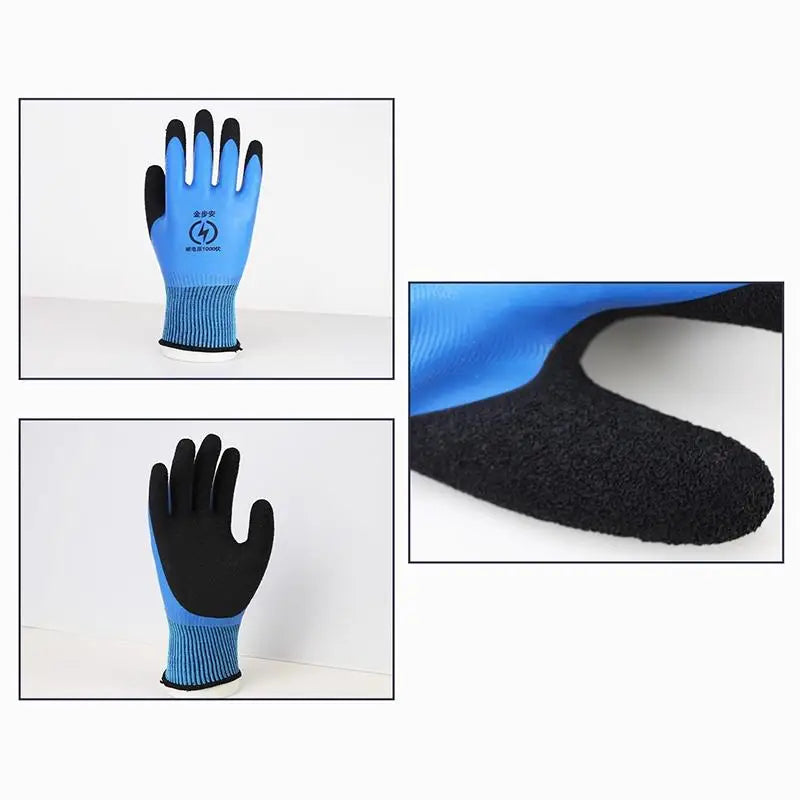 New 1 Pair Withstanding Voltage 1000V High Elasticity Glove Safety Protective Blue Electrician Insulating Gloves