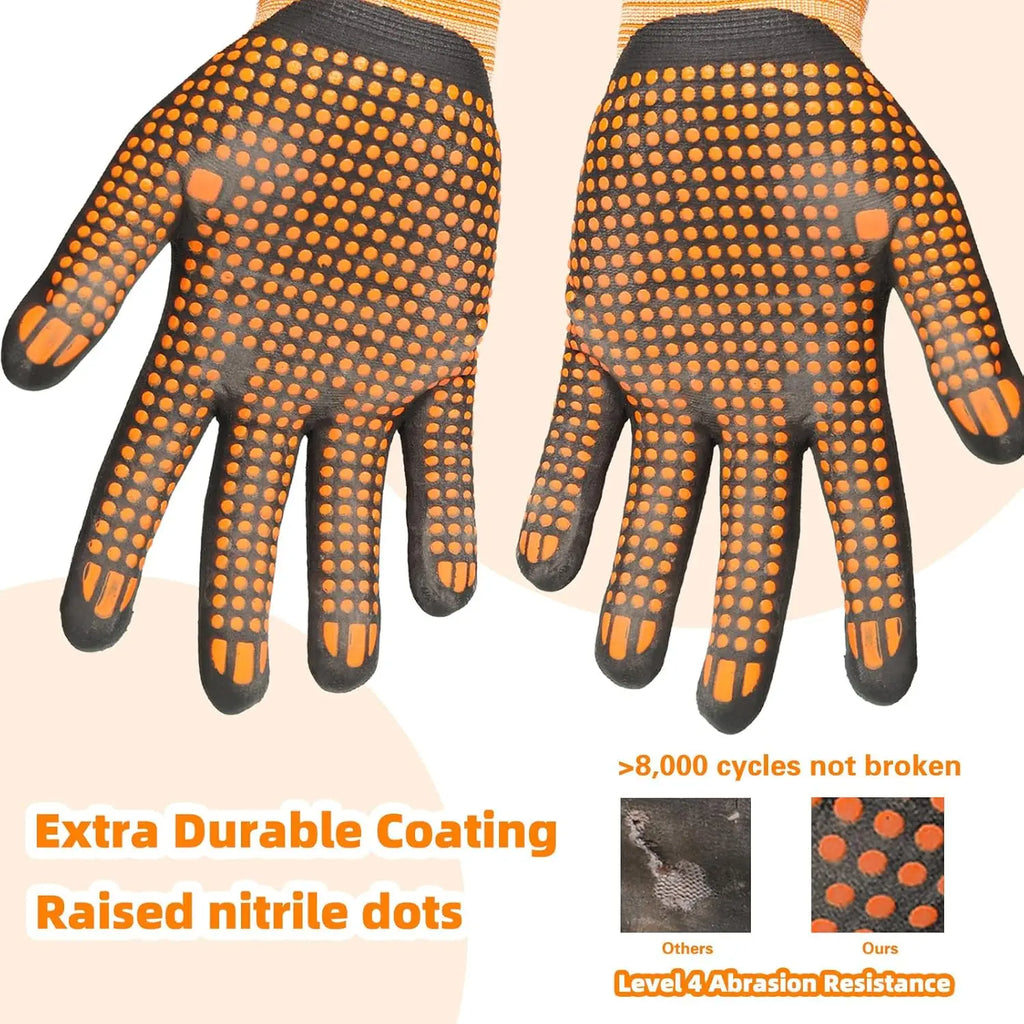 3/6/12 Pairs MicroFoam Nitrile Coated Safety Gloves,Level 4 Abrasion Resistant with MicroDot Grip, for Work and Gardening