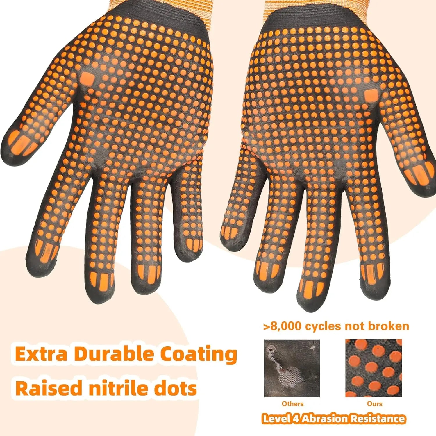 3/6/12 Pairs MicroFoam Nitrile Coated Safety Gloves,Level 4 Abrasion Resistant with MicroDot Grip, for Work and Gardening